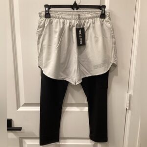 2/$40 💥 NEW (Med) RAWGEAR Silver Shorts with Black Compression Tights | 2701